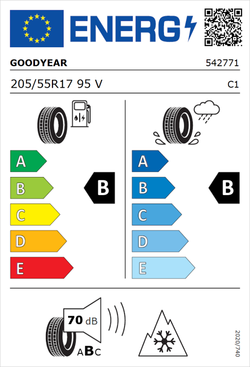 Tyre Label for Goodyear Vector 4Seasons Gen-2 205/55R17 95V